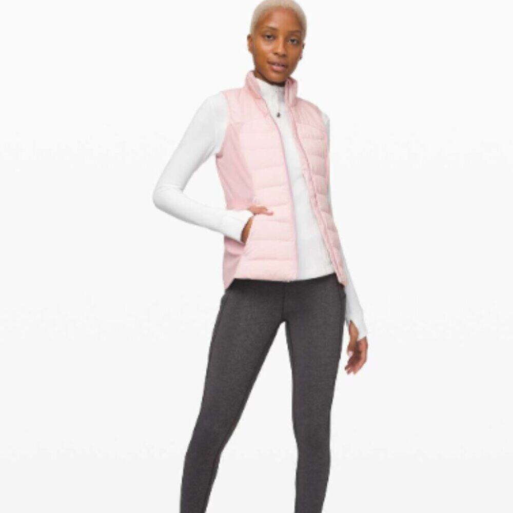 Lululemon Down For It All Vest Women's Size 4 Porcelain Pink Mock Neck Full Zip
